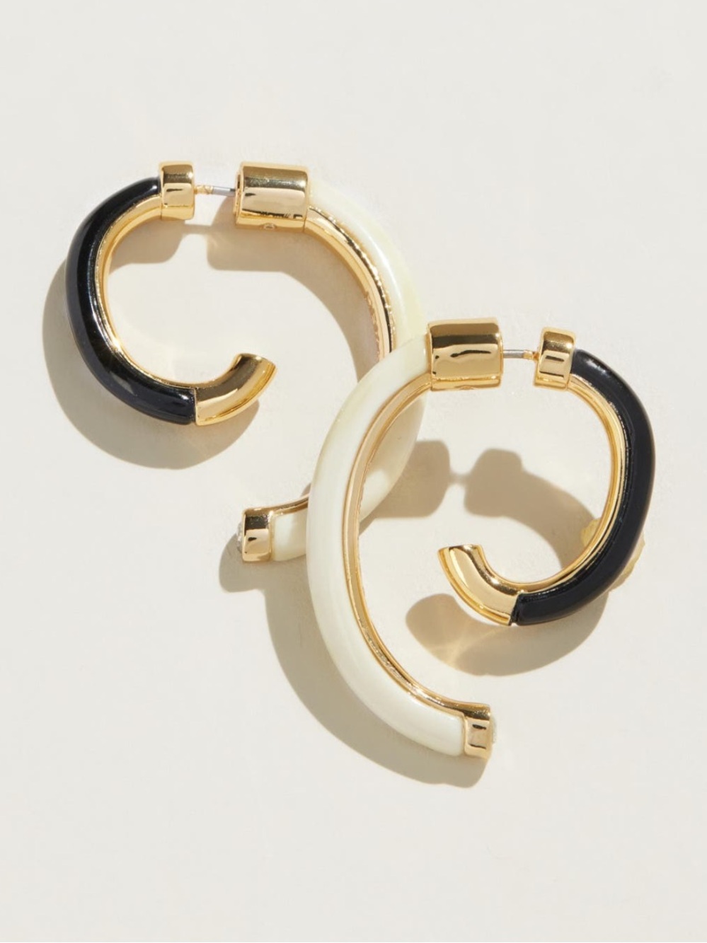 Demarson Luna Black & White Enamel Hoop Earrings